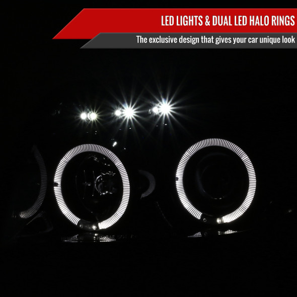 2003-2005 Toyota 4Runner Dual Halo Projector Headlights (Glossy Black Housing/Smoked Lens)